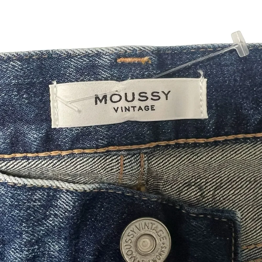 MOUSSY Jeans Straight Leg Button Fly High Waist Blue Denim Women's Size 26 - Picture 6 of 9